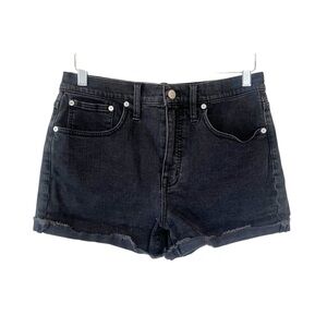 Madewell Womens High Rise Denim Shorts Black Wash Cuffed Size 28 Classic